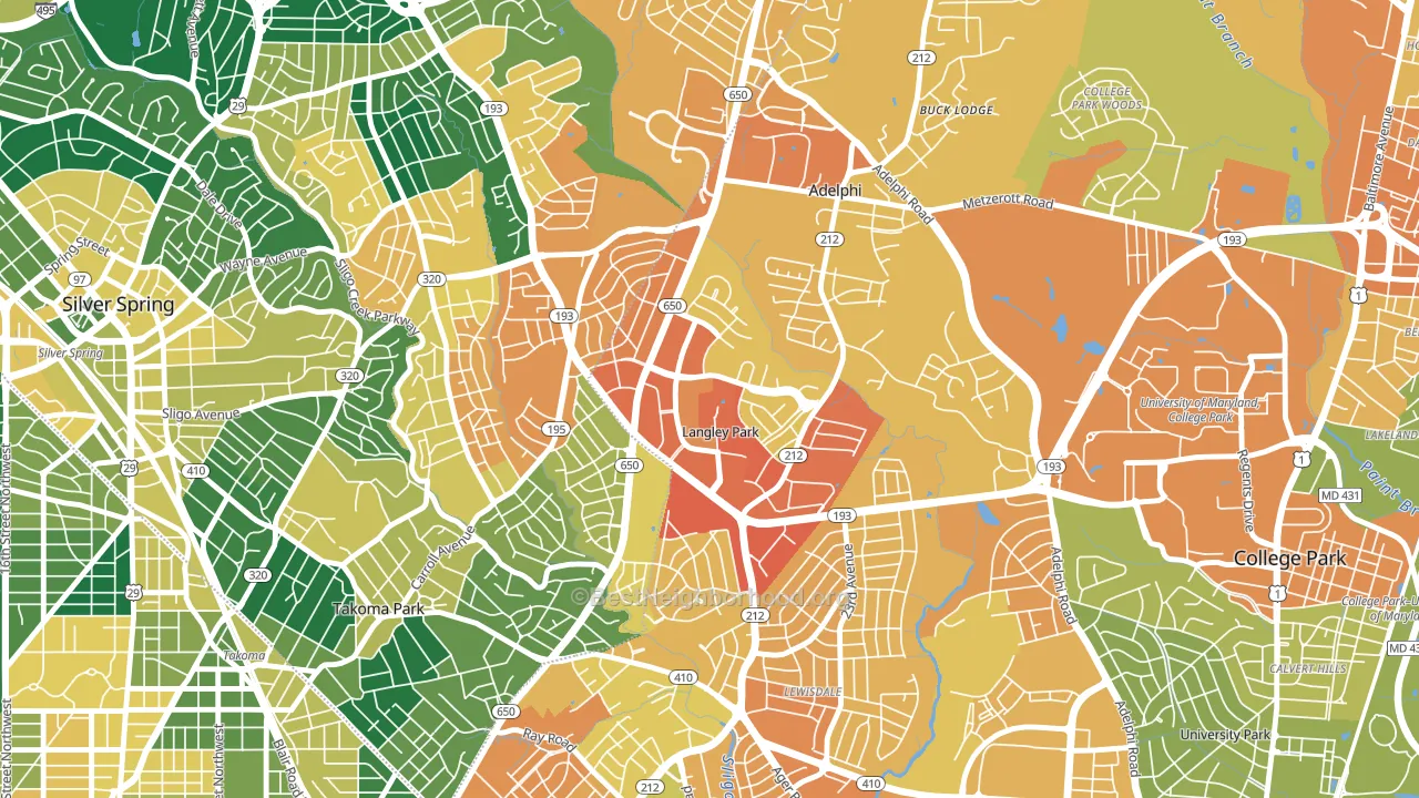 Langley Park, Hyattsville, MD block-group voter-turnout map