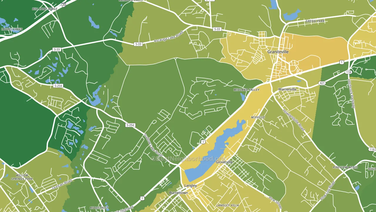Langley, SC block-group voter-turnout map
