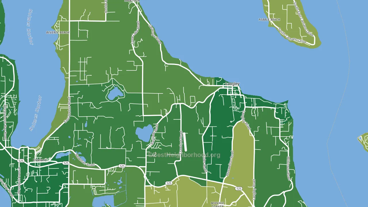 Langley, WA block-group voter-turnout map