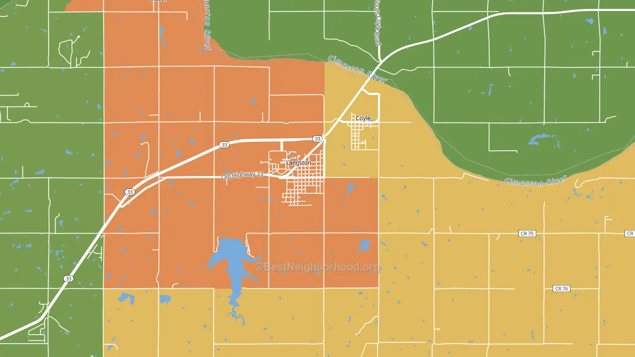 Langston, OK block-group voter-turnout map