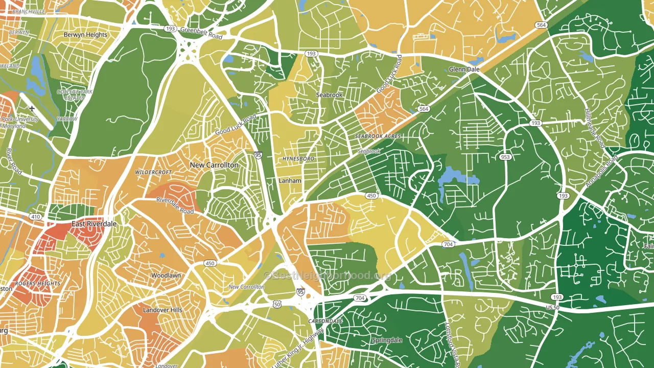 Lanham, MD block-group voter-turnout map