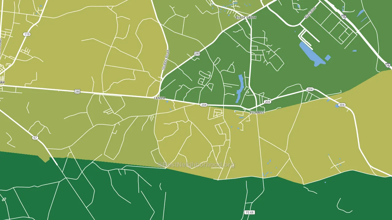 Lanier, GA block-group voter-turnout map
