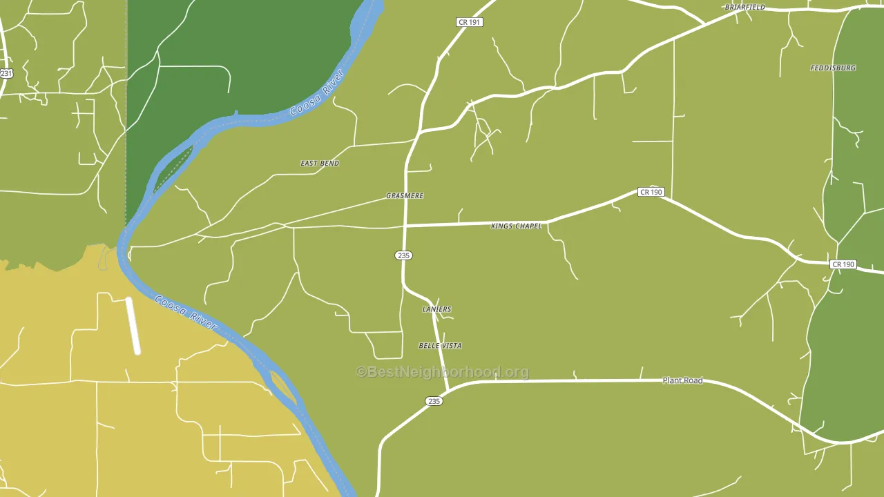 Laniers, AL block-group voter-turnout map