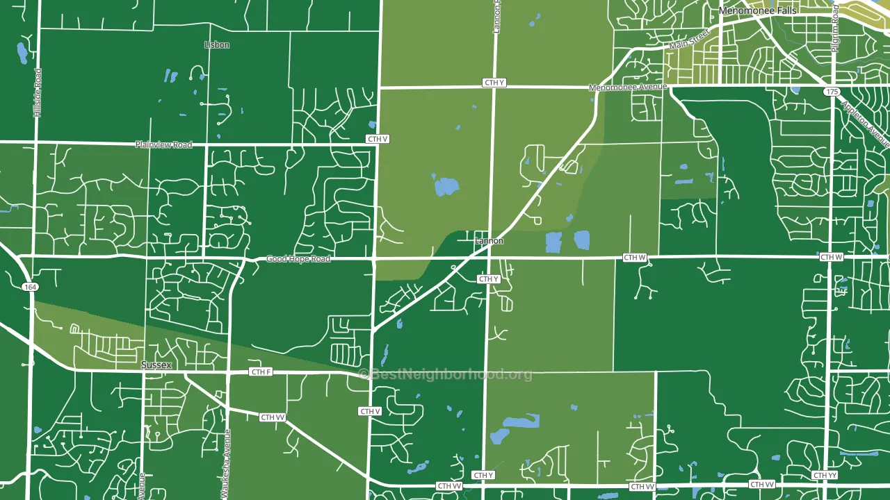 Lannon, WI block-group voter-turnout map