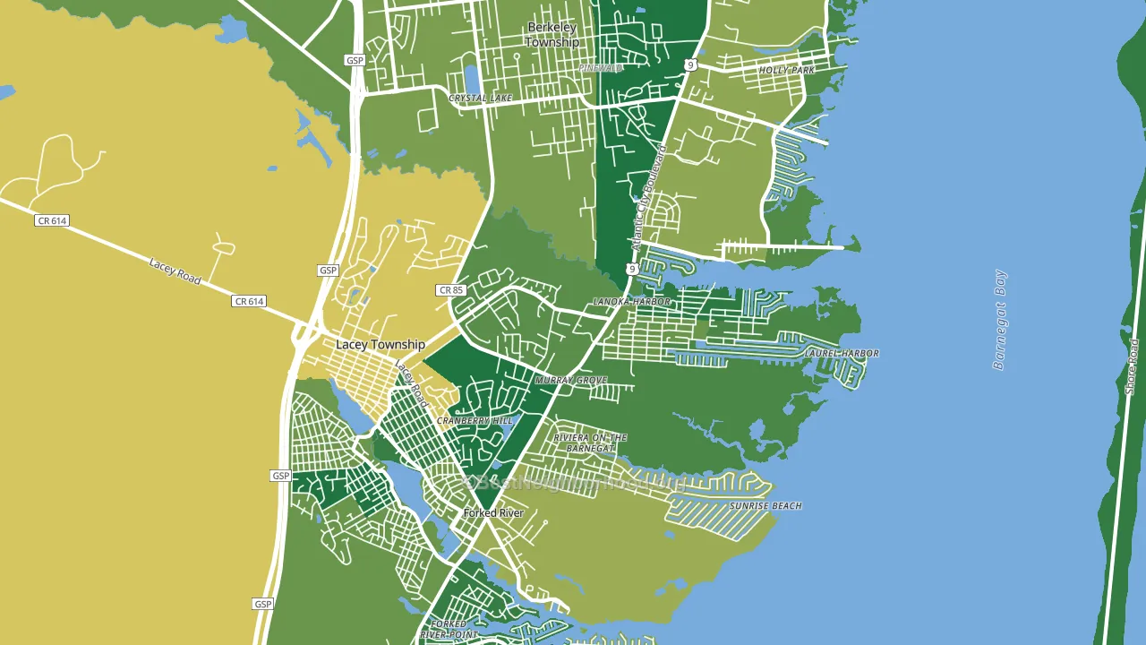 Lanoka Harbor, NJ block-group voter-turnout map
