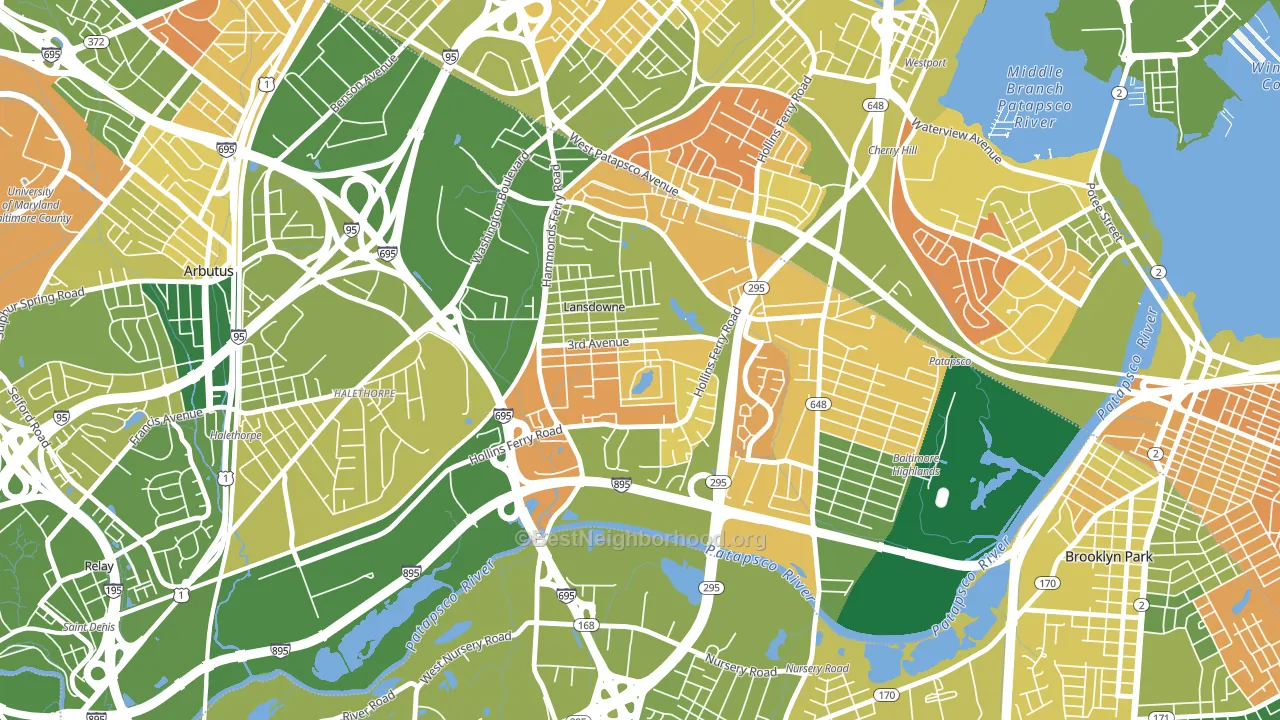Lansdowne, MD block-group voter-turnout map