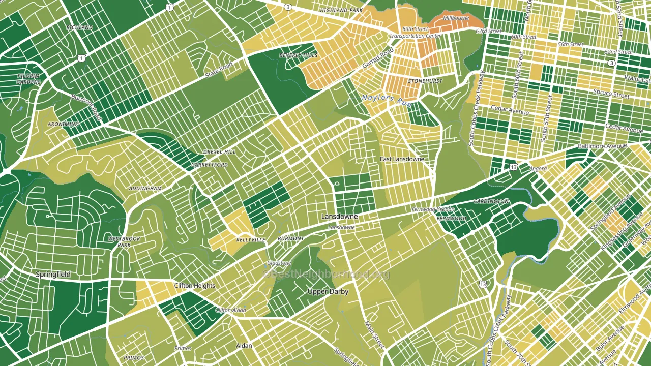 Lansdowne, PA block-group voter-turnout map