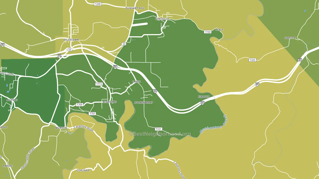 Lanse, PA block-group voter-turnout map