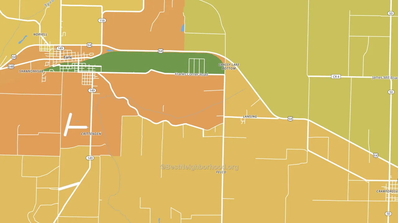 Lansing, AR block-group voter-turnout map