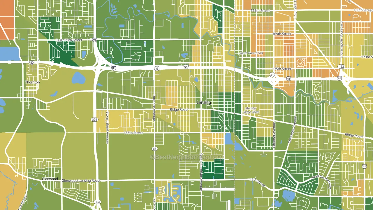 Lansing, IL block-group voter-turnout map