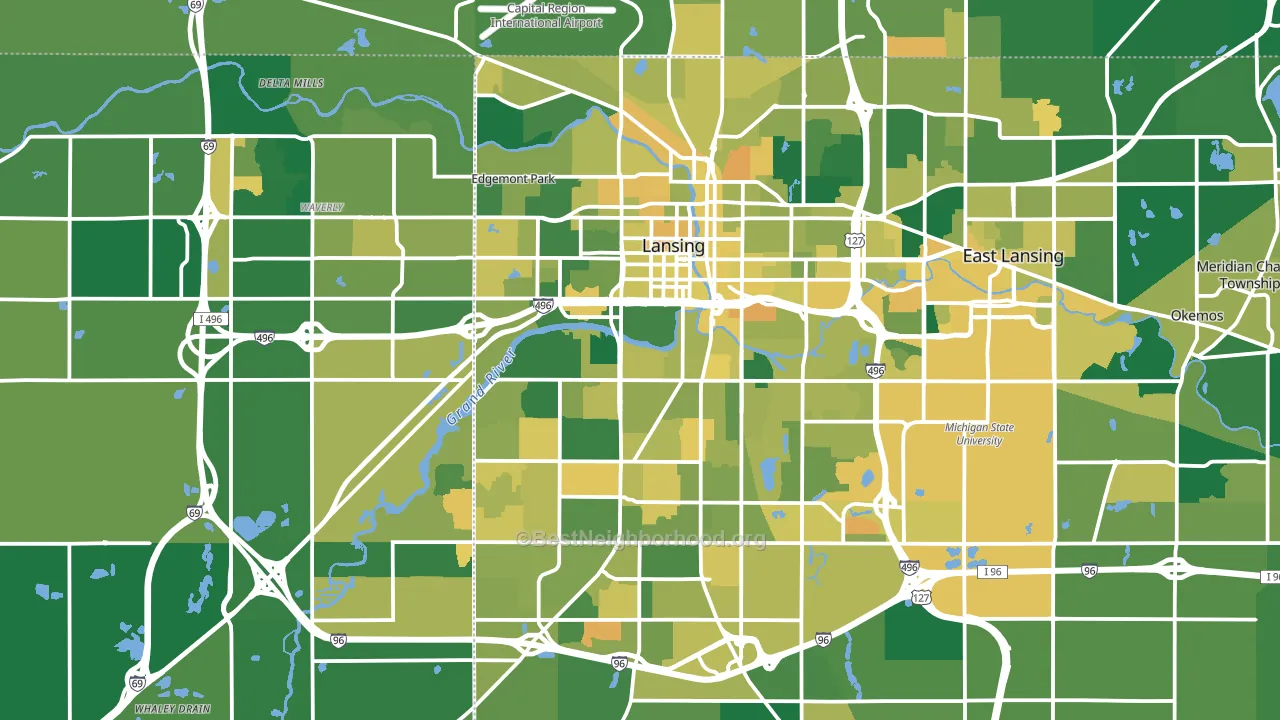 Lansing, MI block-group voter-turnout map