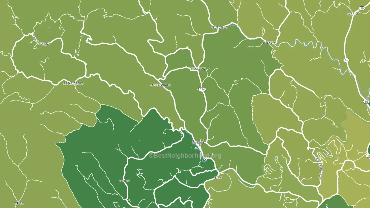 Lansing, NC block-group voter-turnout map