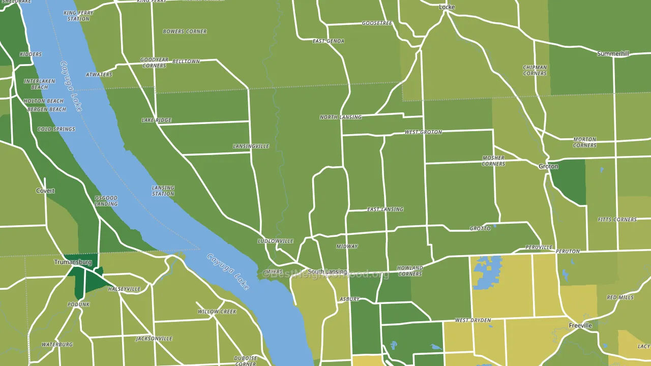 Lansing, NY block-group voter-turnout map