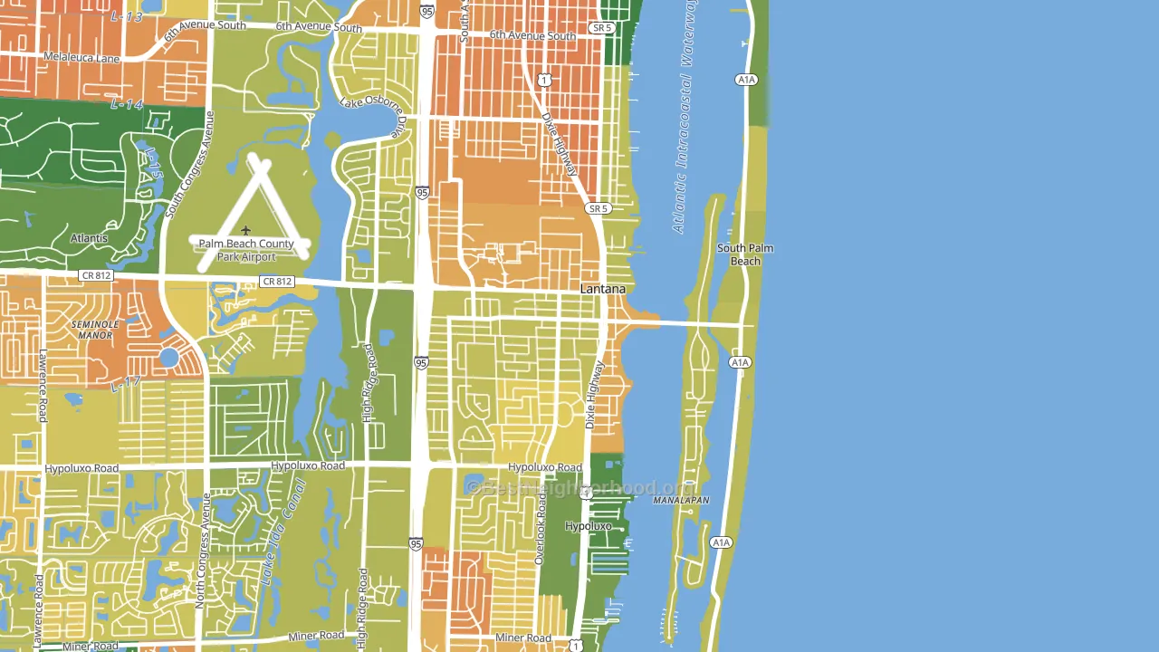 Lantana, FL block-group voter-turnout map