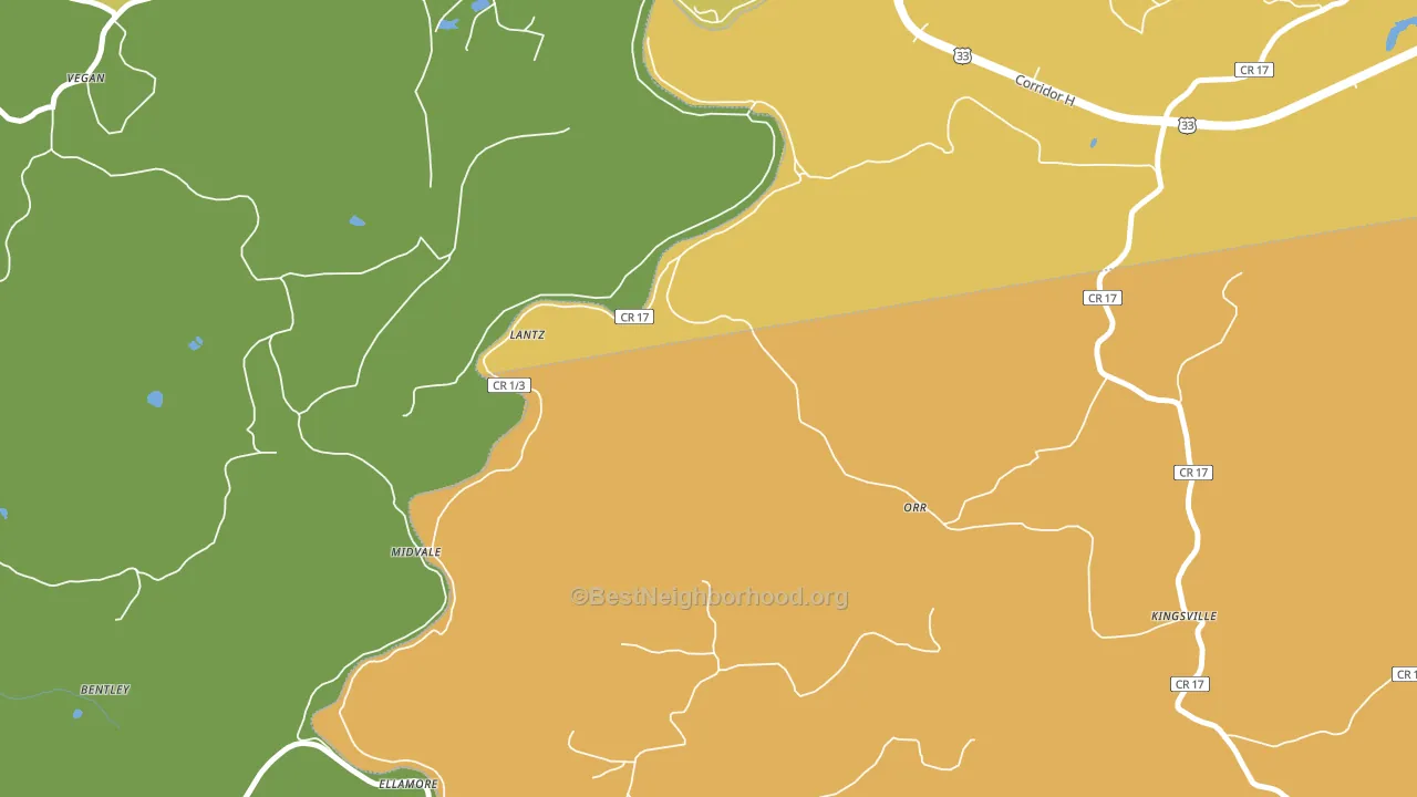 Lantz, WV block-group voter-turnout map