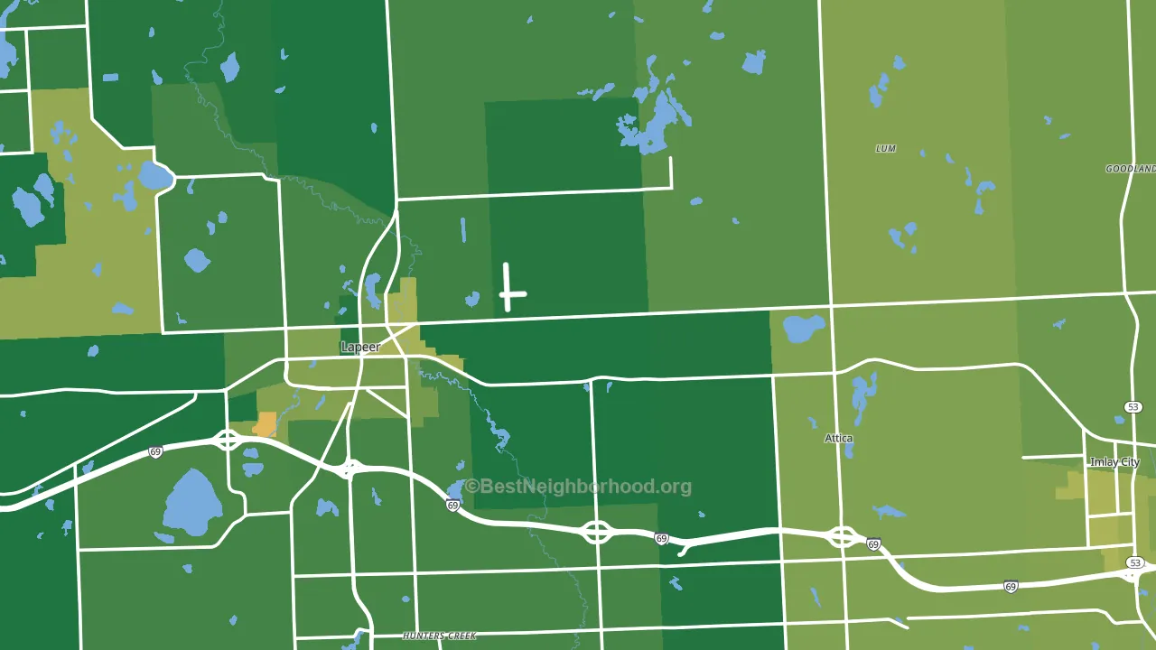 Lapeer County, MI block-group voter-turnout map