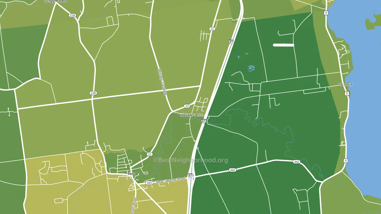 Laphams Mills, NY block-group voter-turnout map