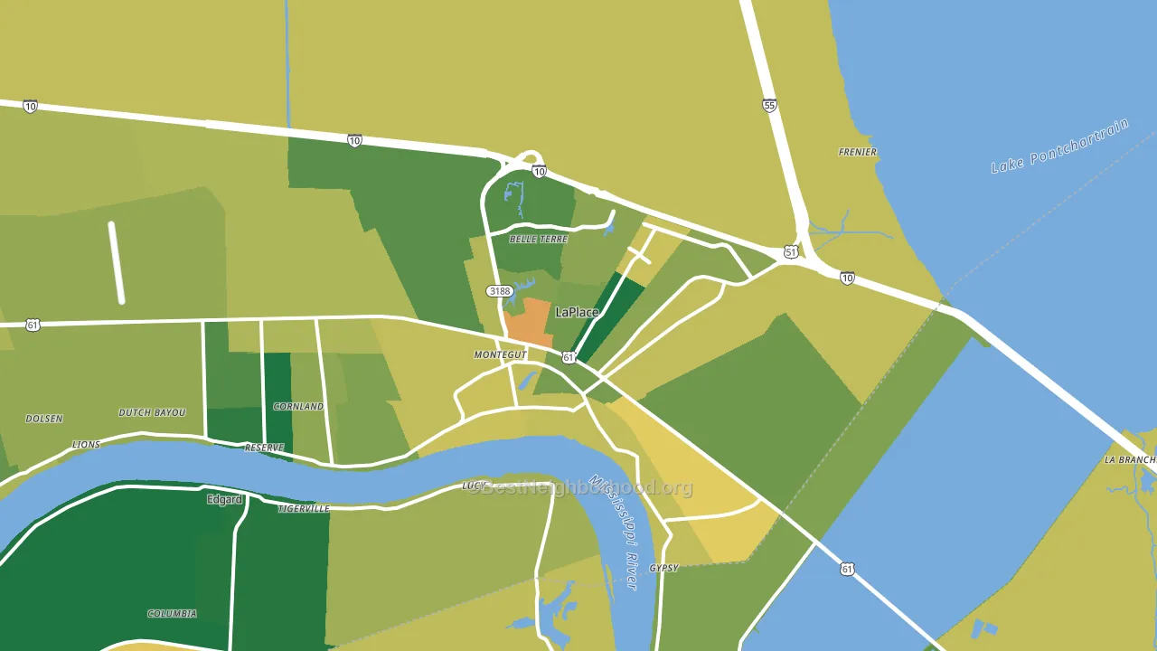 Laplace, LA block-group voter-turnout map