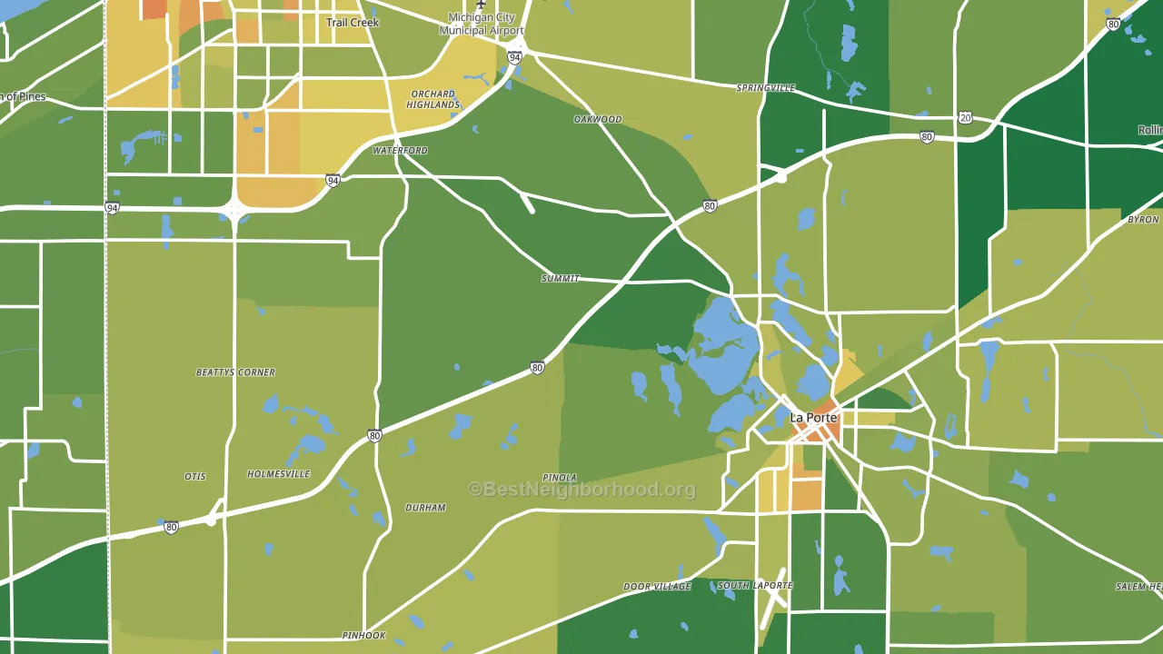 LaPorte County, IN block-group voter-turnout map