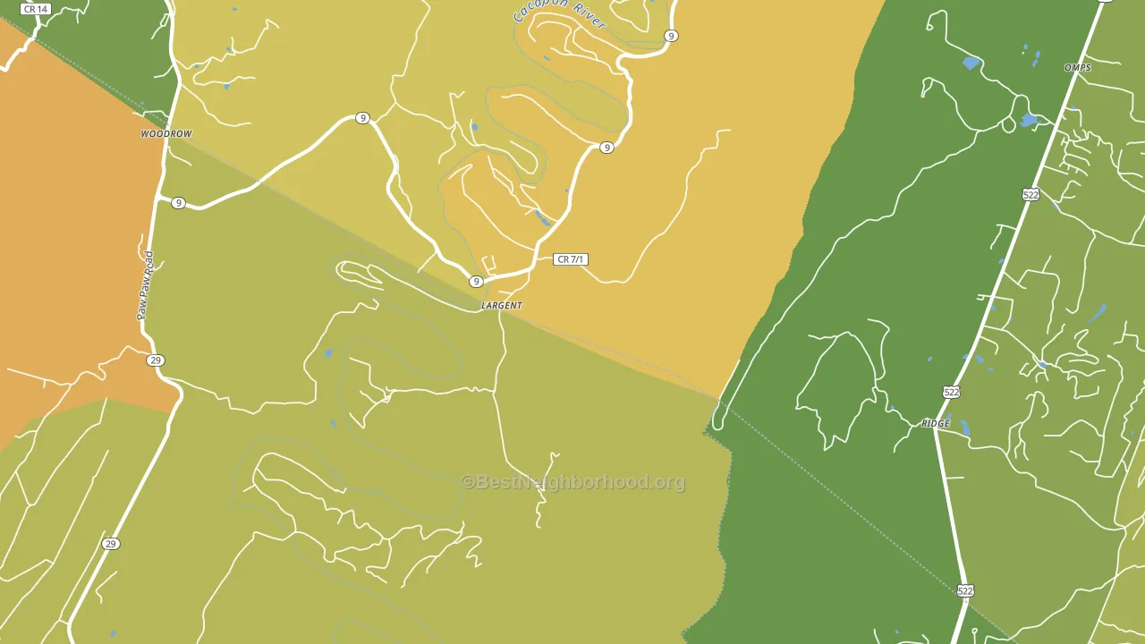 Largent, WV block-group voter-turnout map