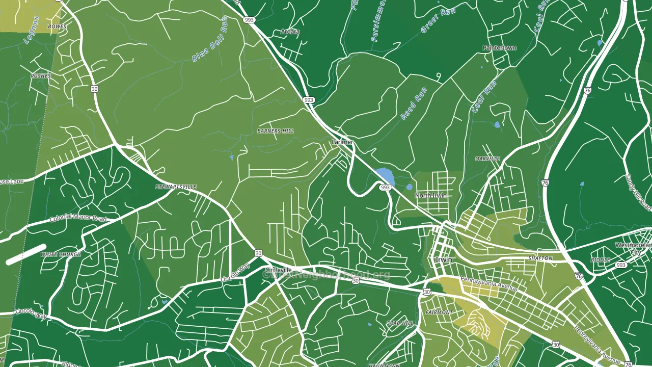 Larimer, PA block-group voter-turnout map