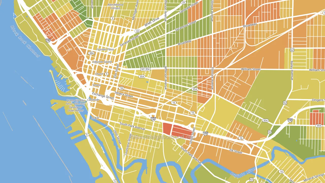 Larkinville, Buffalo, NY block-group voter-turnout map