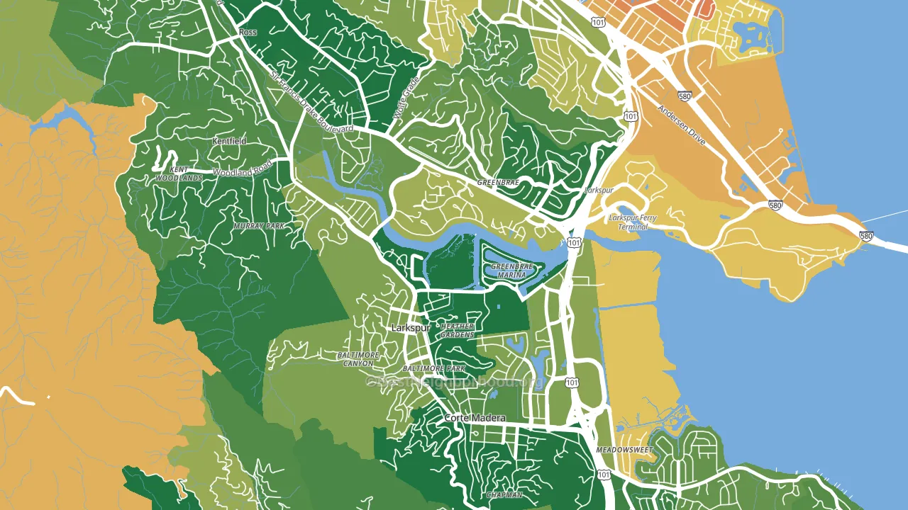Larkspur, CA block-group voter-turnout map