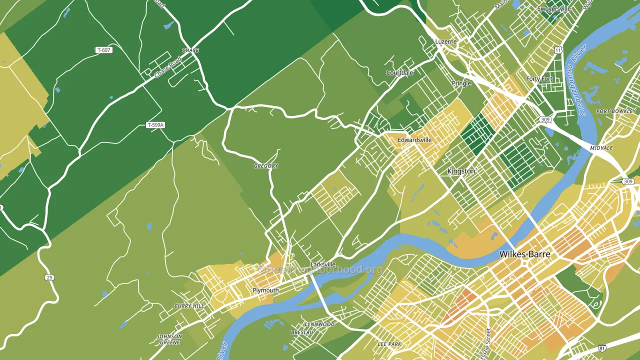 Larksville, PA block-group voter-turnout map