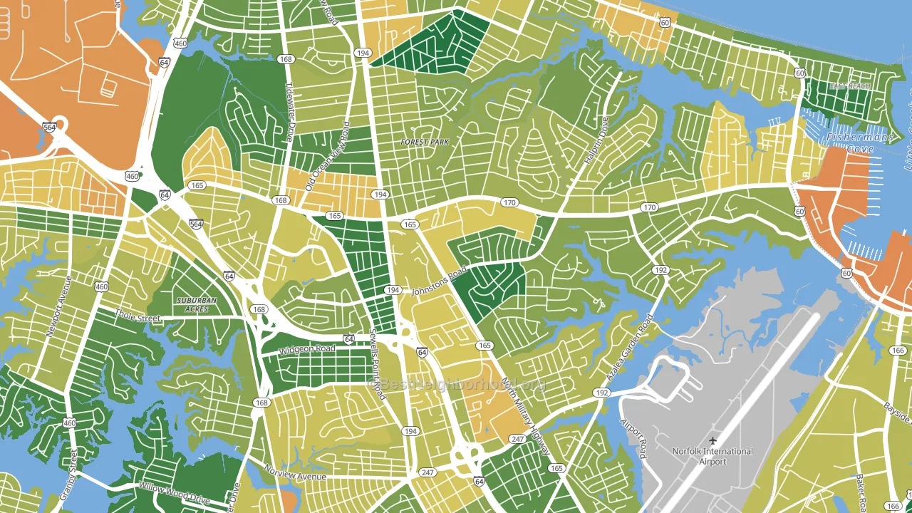 Larrymore Lawns, Norfolk, VA block-group voter-turnout map
