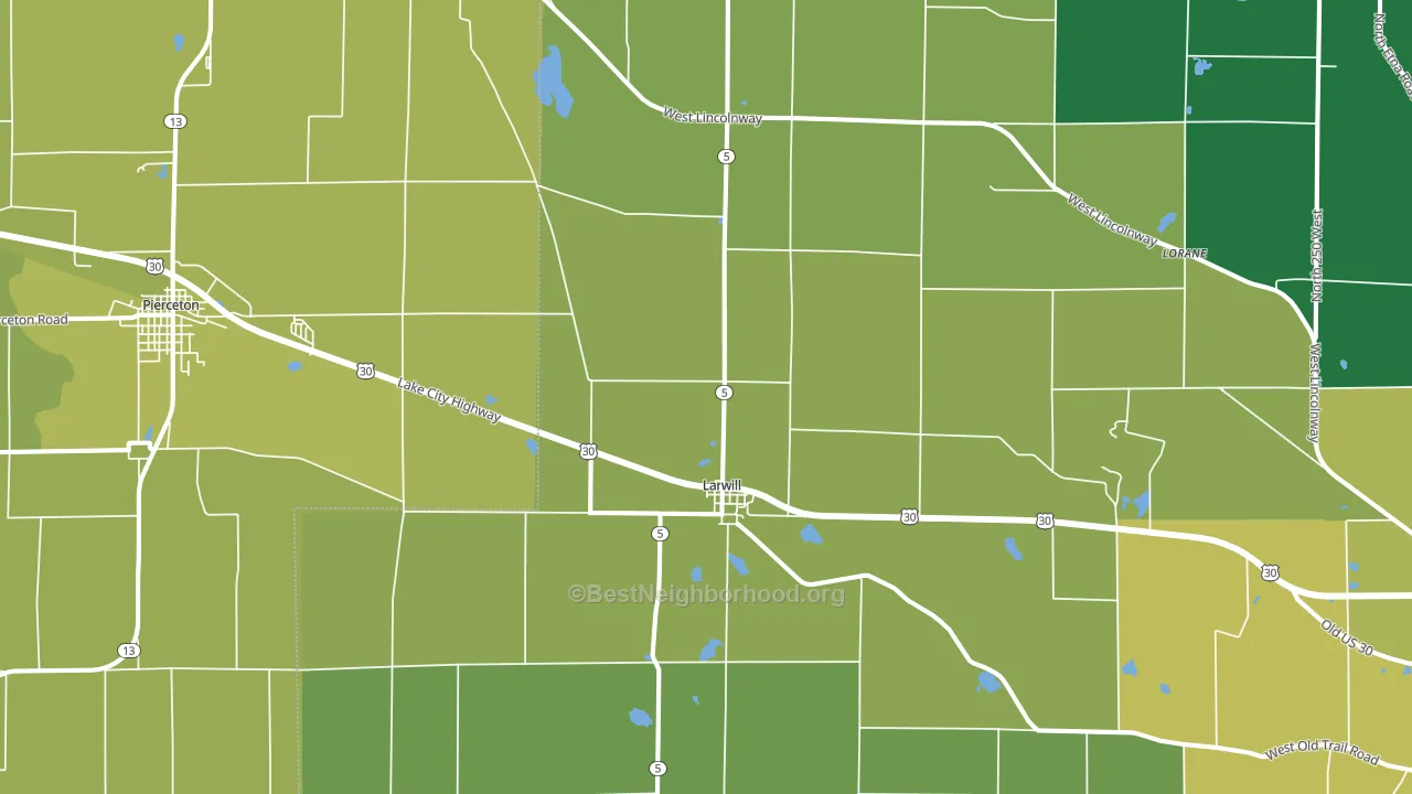 Larwill, IN block-group voter-turnout map