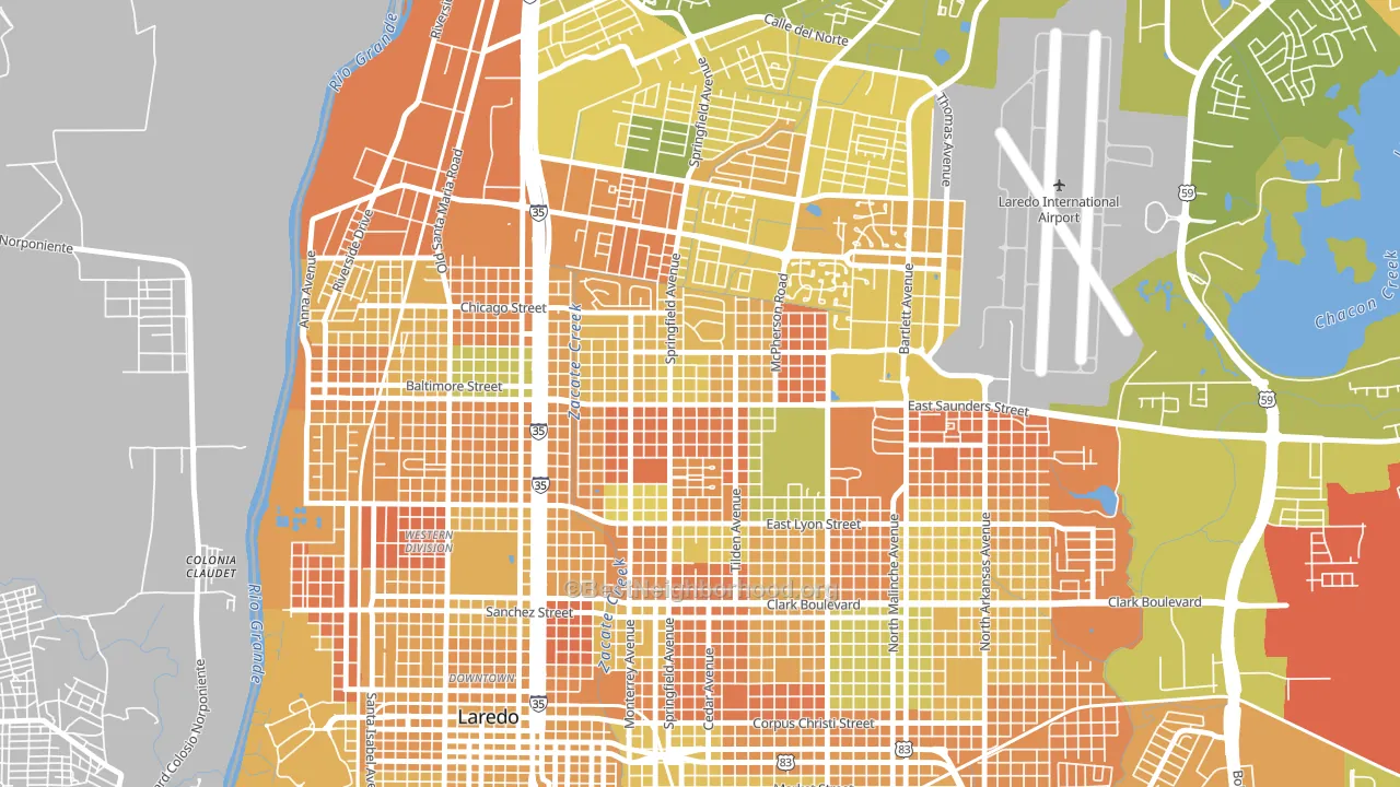 Las Cruces, Laredo, TX block-group voter-turnout map