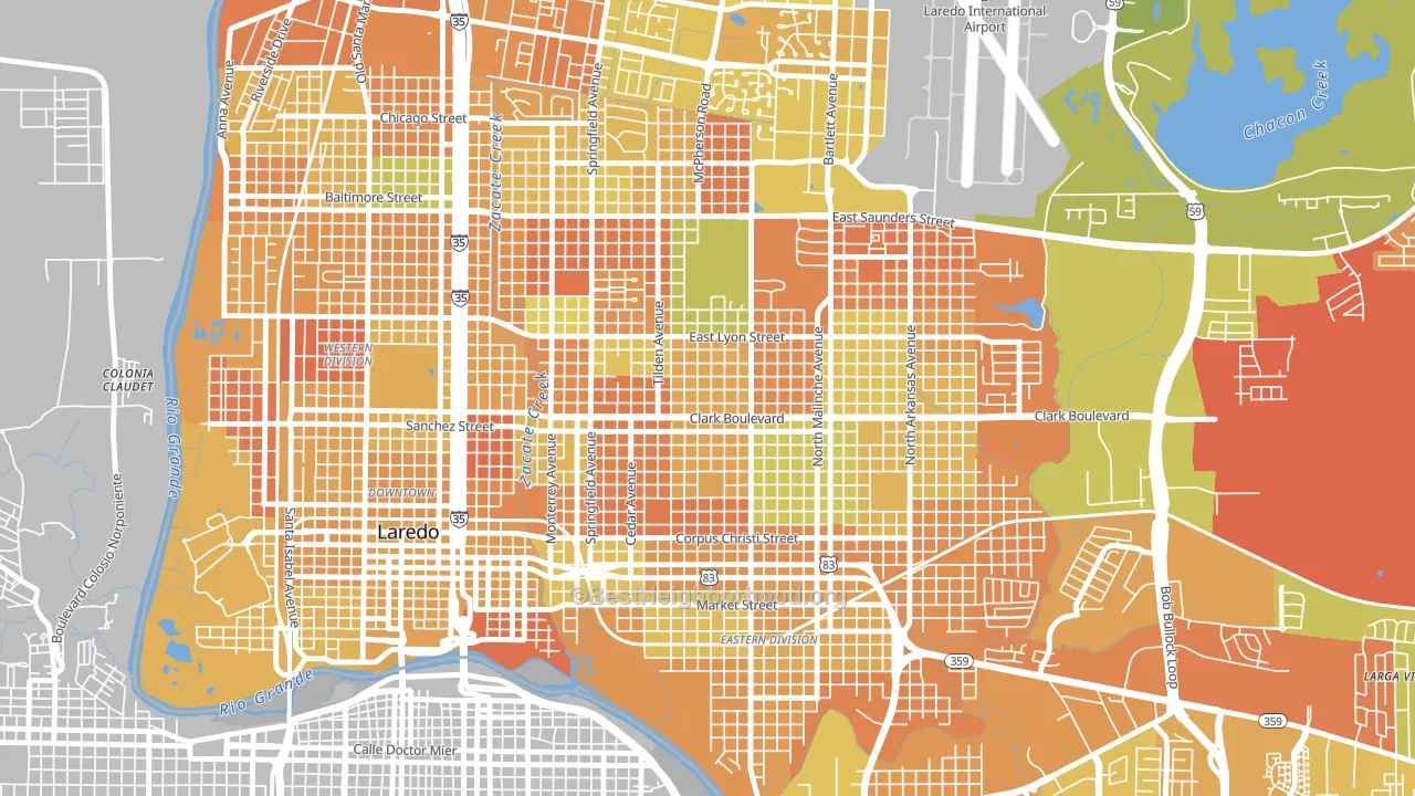 Las Lomas, Laredo, TX block-group voter-turnout map