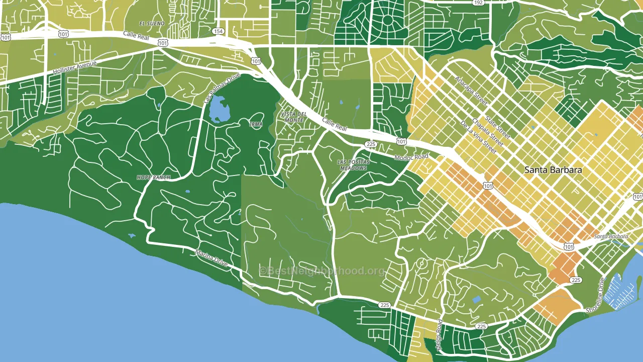 Las Positas, Santa Barbara, CA block-group voter-turnout map