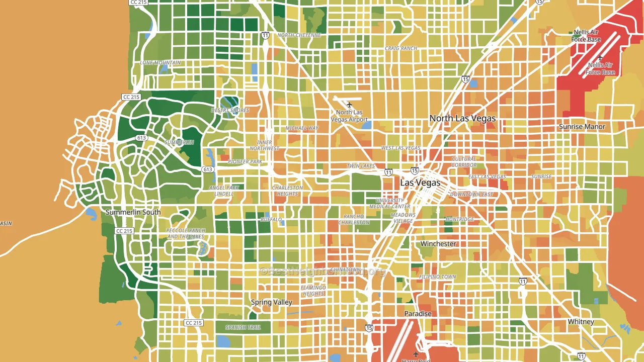Las Vegas, NV block-group voter-turnout map