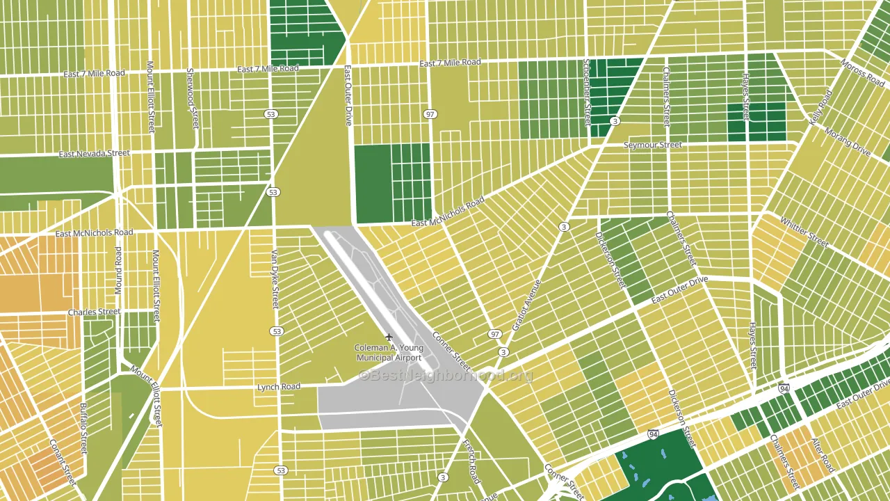 Lasalle College Park, Detroit, MI block-group voter-turnout map
