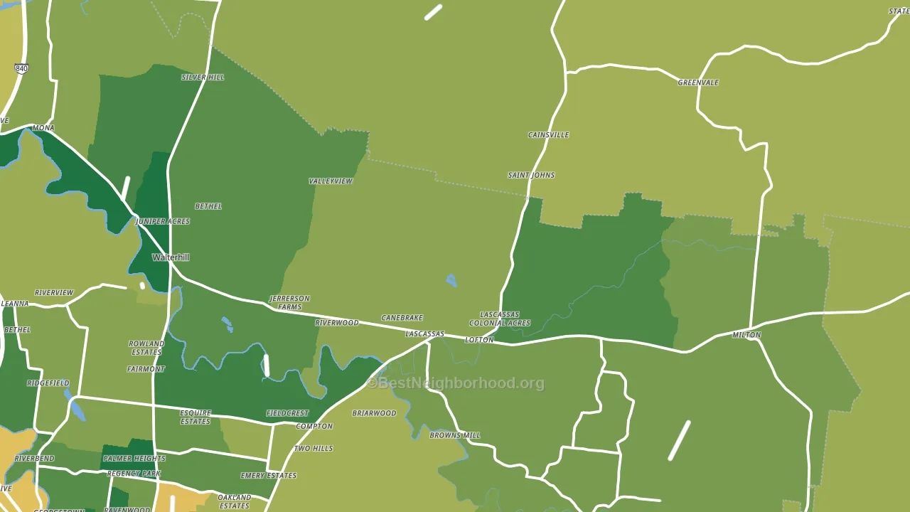 Lascassas, TN block-group voter-turnout map