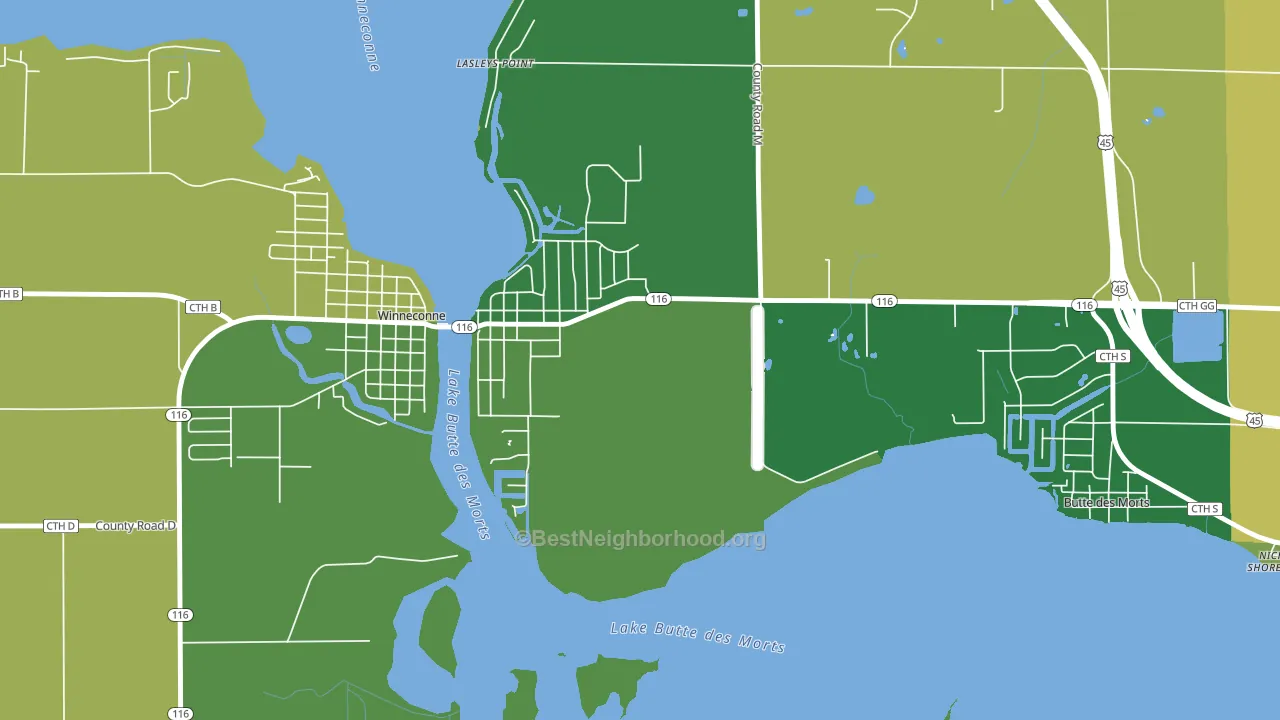 Lasleys Point, WI block-group voter-turnout map