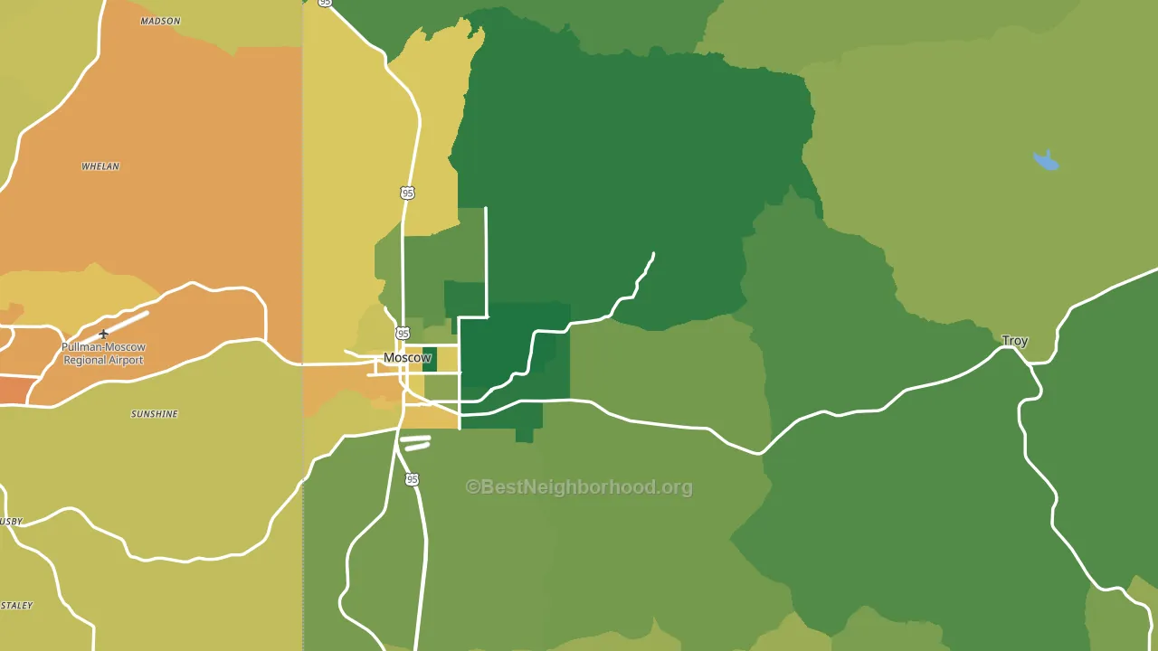 Latah County, ID block-group voter-turnout map