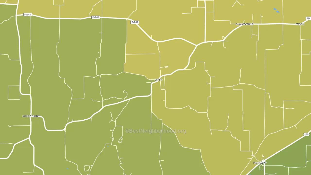 Latch, TX block-group voter-turnout map