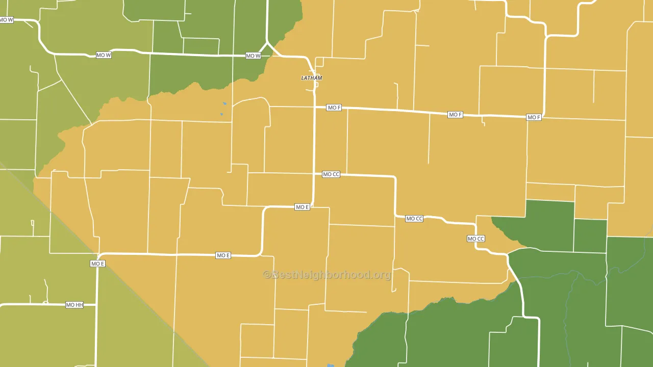 Latham, MO block-group voter-turnout map