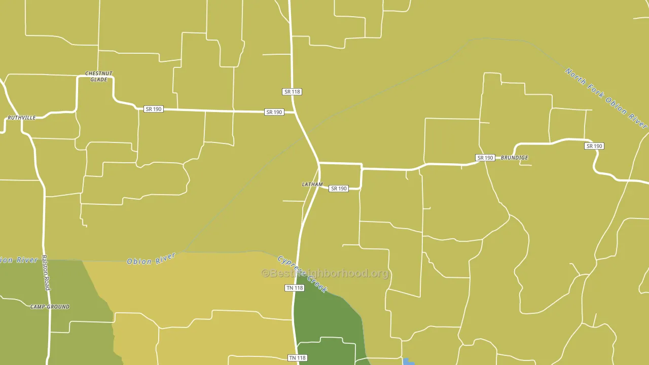 Latham, TN block-group voter-turnout map
