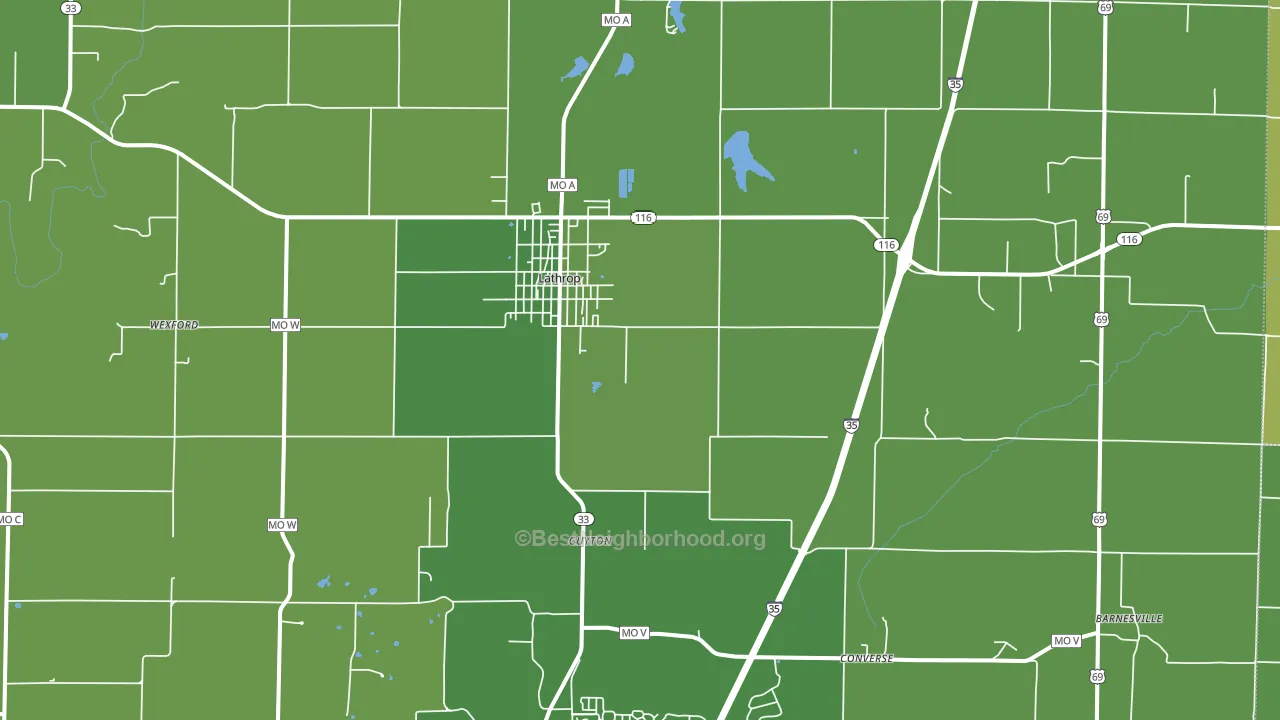 Lathrop, MO block-group voter-turnout map