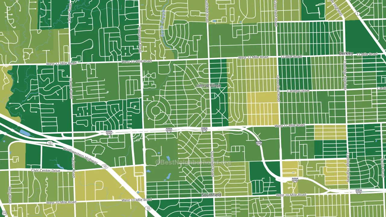 Lathrup Village, MI block-group voter-turnout map