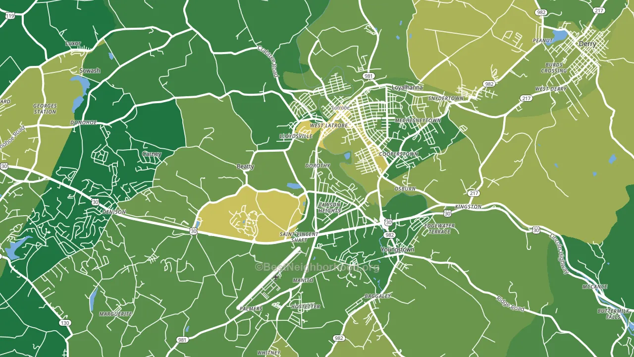 Latrobe, PA block-group voter-turnout map