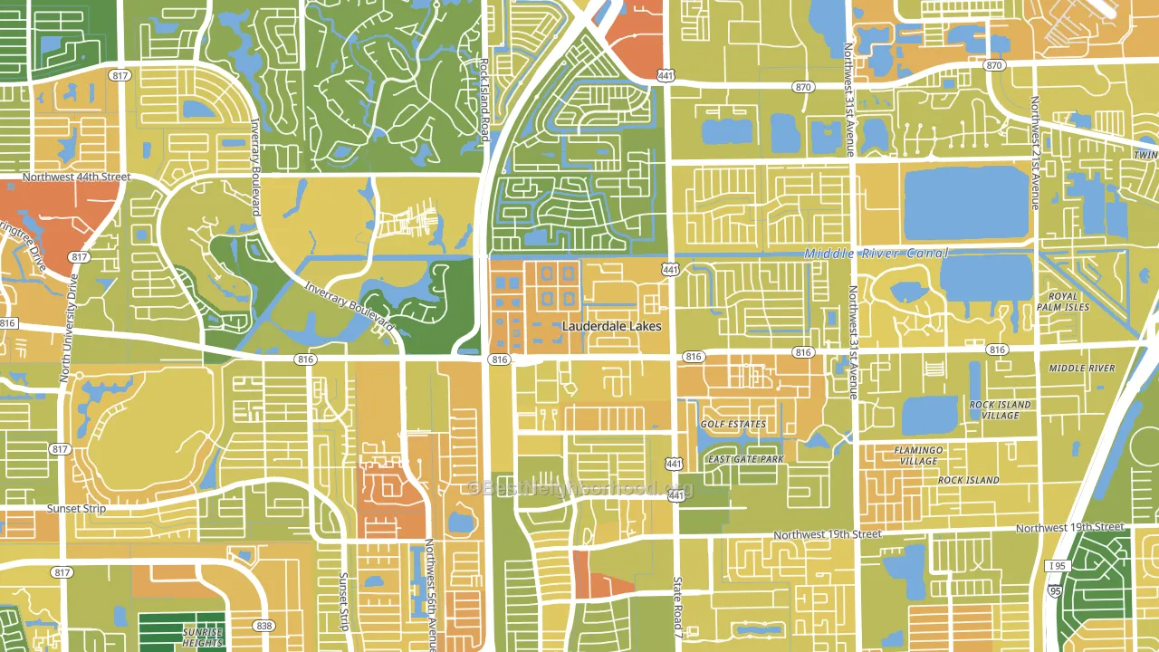 Lauderdale Lakes West Gate, Lauderdale Lakes, FL block-group voter-turnout map