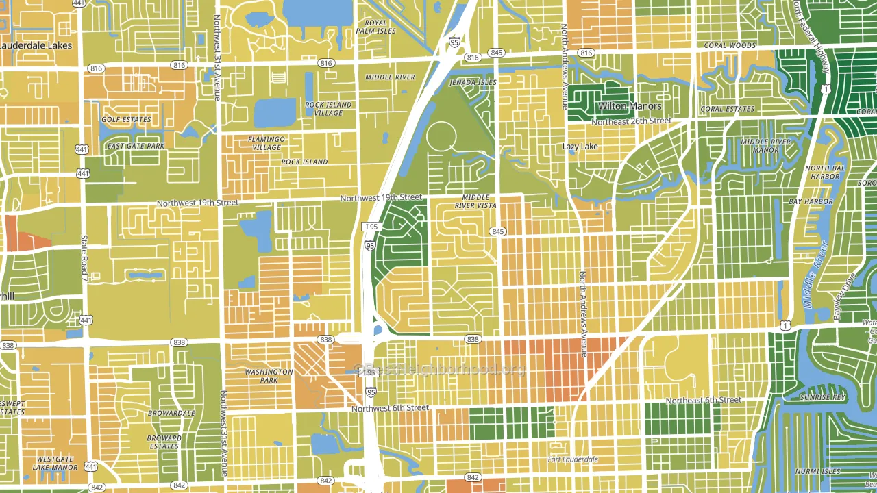 Lauderdale Manors, Fort Lauderdale, FL block-group voter-turnout map