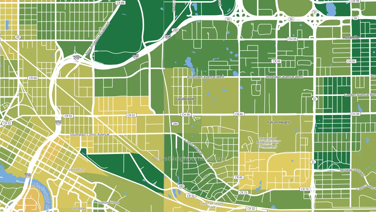 Lauderdale, MN block-group voter-turnout map