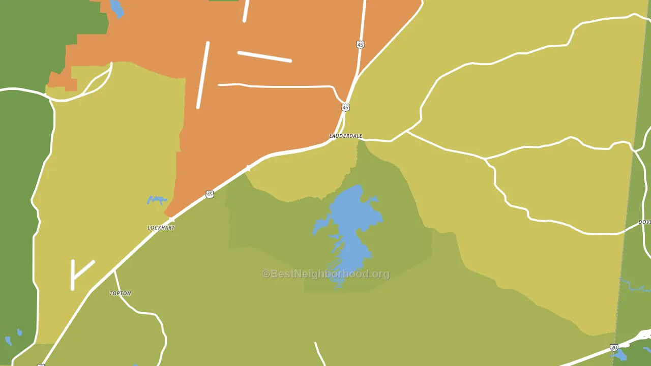 Lauderdale, MS block-group voter-turnout map