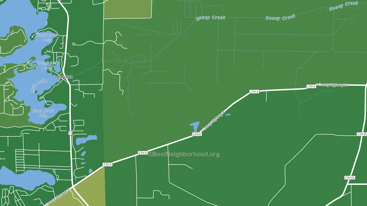Lauderdale, WI block-group voter-turnout map