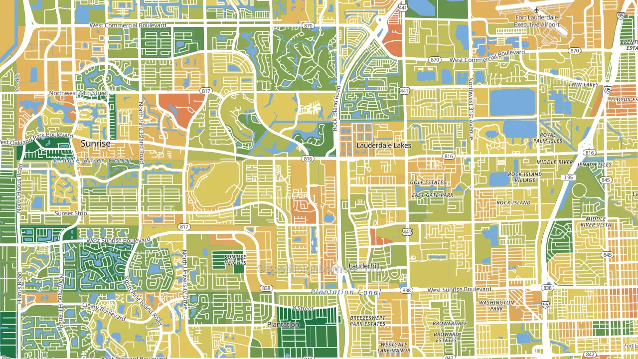 Lauderhill, FL block-group voter-turnout map